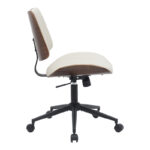 Καρέκλα γραφείου εργασίας Amani μπεζ pu-καρυδί plywood 52x54x90.5εκ - Image 4