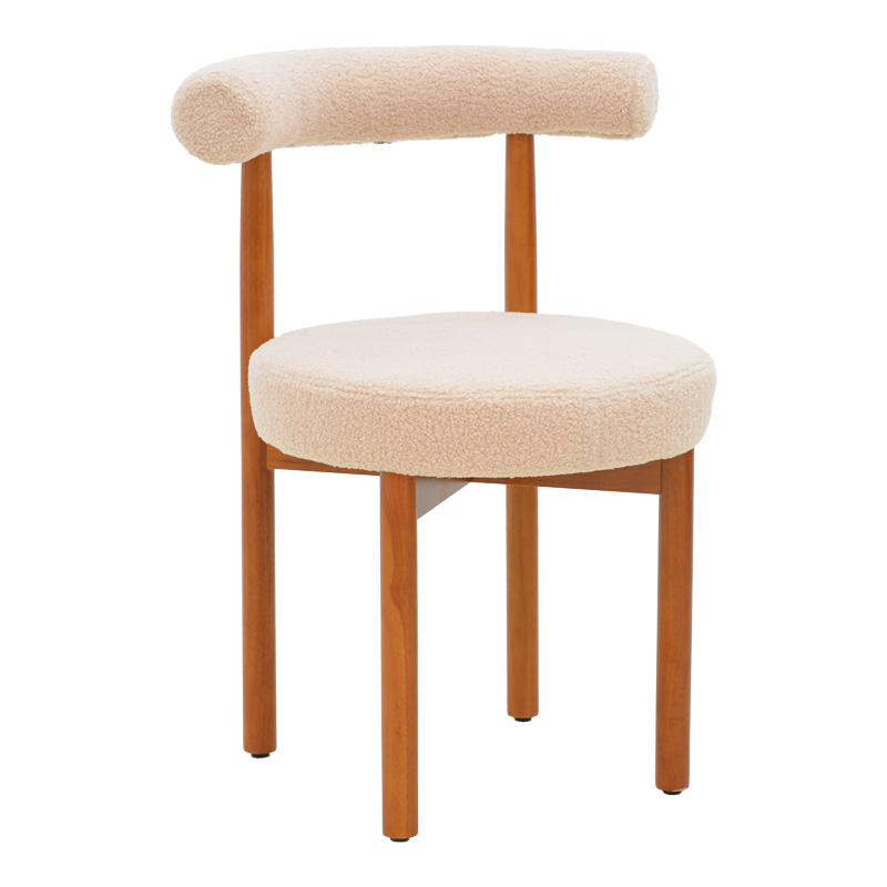 product_pako_332-000016 Καρέκλα Fenza μπεζ μπουκλέ ύφασμα-πόδι ξύλο οξιάς σε καρυδί απόχρωση 60x54x75εκ (Σετ 2 τεμαχίων) - Image 1