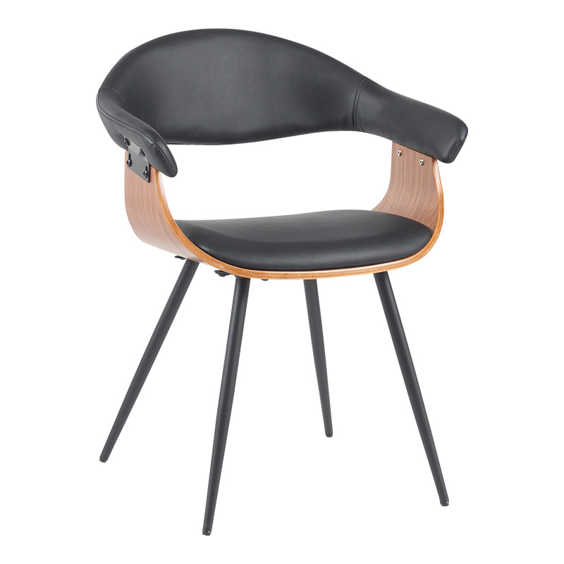 product_pako_332-000024 Πολυθρόνα Austen PU μαύρο-ξύλο καρυδί-μέταλλο μαύρο 58x55x77εκ - Image 1