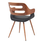 Πολυθρόνα Fern PU μαύρο-ξύλο καρυδί απόχρωση 52x59x80εκ - Image 2