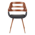Πολυθρόνα Fern PU μαύρο-ξύλο καρυδί απόχρωση 52x59x80εκ - Image 4