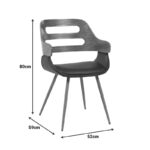 Πολυθρόνα Fern PU μαύρο-ξύλο καρυδί απόχρωση 52x59x80εκ - Image 6