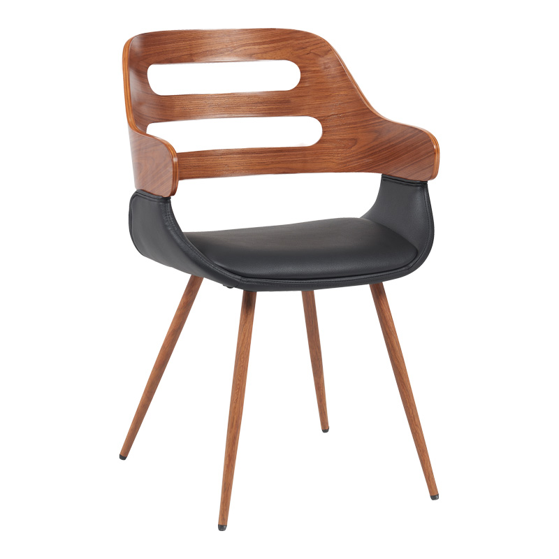 product_pako_332-000025 Πολυθρόνα Fern PU μαύρο-ξύλο καρυδί απόχρωση 52x59x80εκ - Image 1