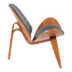 Πολυθρόνα Vilma PU μαύρο- plywood καρυδί 90x76.5x74.5εκ - Image 3
