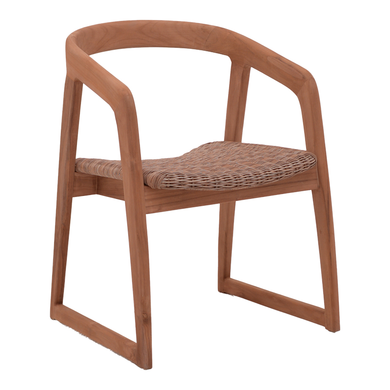 product_pako_334-000001 Πολυθρόνα Somalia σκελετός αλουμινίου με teak πόδι σε φυσική απόχρωση και καφέ pe rattan 57x62x80εκ - Image 1