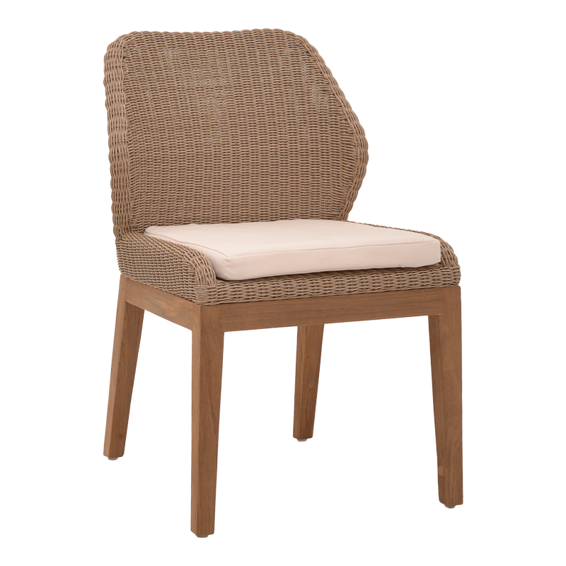 product_pako_334-000004 Καρέκλα Swinton σκελετός αλουμινίου με teak πόδι σε φυσική απόχρωση και pe rattan 53x63x86εκ - Image 1