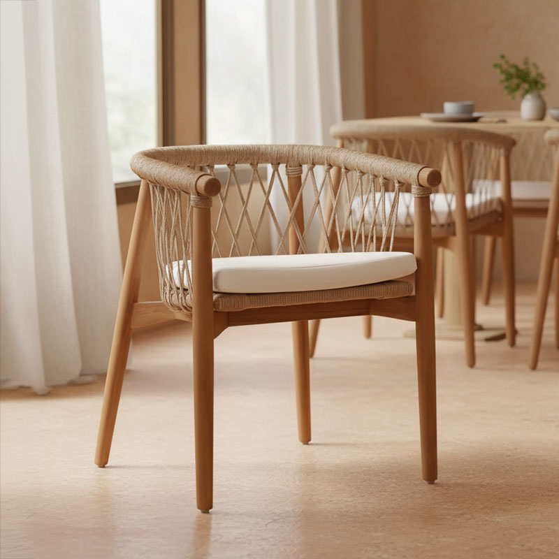 product_pako_334-000005 Πολυθρόνα Abby σκελετός από teak ξύλο σε φυσική απόχρωση και κρεμ μαξιλάρι 60x58x78εκ - Image 1