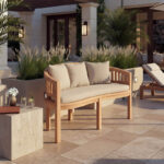Καναπές τριθέσιος Coren φυσικό teak ξύλο 150x61x87εκ
