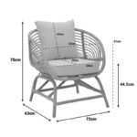 Πολυθρόνα Caxen φυσικό rattan-λευκό μαξιλάρι 72x63x75εκ - Image 2