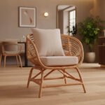 Πολυθρόνα Caxen φυσικό rattan-λευκό μαξιλάρι 72x63x75εκ - Image 3
