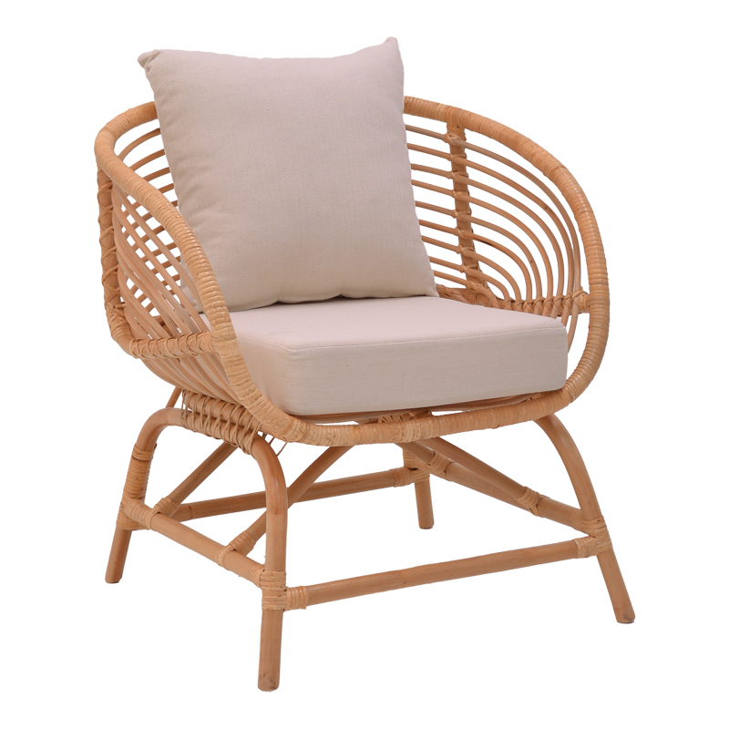 product_pako_335-000011 Πολυθρόνα Caxen φυσικό rattan-λευκό μαξιλάρι 72x63x75εκ - Image 1