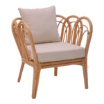 Πολυθρόνα Tania φυσικό rattan-λευκό μαξιλάρι 76x76x76εκ - Image 2