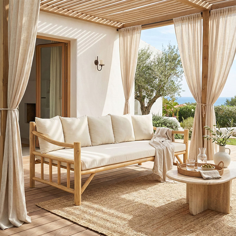 product_pako_335-000021 Καναπές Roziana φυσικό teak ξύλο 210x100x80εκ - Image 1