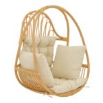 Κρεμαστή κούνια Jorg φυσικό rattan-κρεμ μαξιλάρι 80x59x105εκ - Image 2