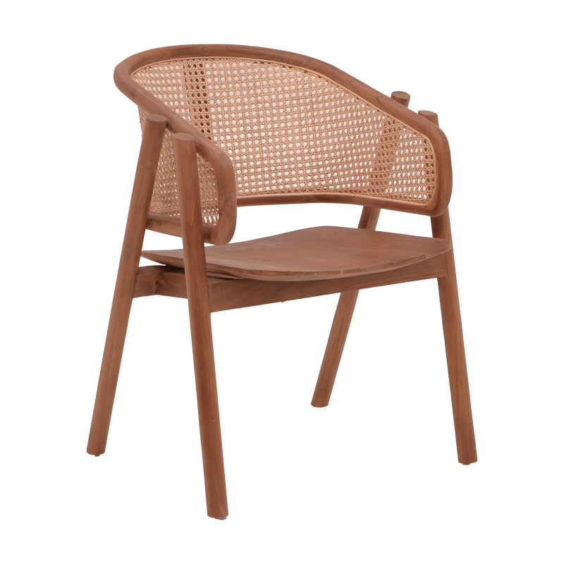 product_pako_336-000002 Πολυθρόνα Anlene σκελετός teak ξύλο σε καρυδί απόχρωση με φυσικό rattan 62x54x82εκ - Image 1