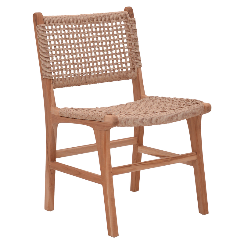 product_pako_336-000003 Καρέκλα Sponze σκελετός teak ξύλο- pe σχοινί σε φυσική απόχρωση 50x58.5x85εκ - Image 1