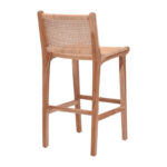 Σκαμπό μπαρ μεσαίου ύψους Sponze teak ξύλο-φυσικό rattan σε φυσική απόχρωση 40x47x89εκ - Image 2