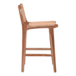 Σκαμπό μπαρ μεσαίου ύψους Sponze teak ξύλο-φυσικό rattan σε φυσική απόχρωση 40x47x89εκ - Image 3