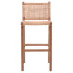 Σκαμπό μπαρ μεσαίου ύψους Sponze teak ξύλο-φυσικό rattan σε φυσική απόχρωση 40x47x89εκ - Image 4