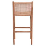 Σκαμπό μπαρ μεσαίου ύψους Sponze teak ξύλο-φυσικό rattan σε φυσική απόχρωση 40x47x89εκ - Image 5