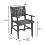 Πολυθρόνα Refane φυσικό teak ξύλο-ψάθα 55x60x85εκ - Image 3