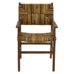 Πολυθρόνα Refane φυσικό teak ξύλο-ψάθα 55x60x85εκ - Image 6