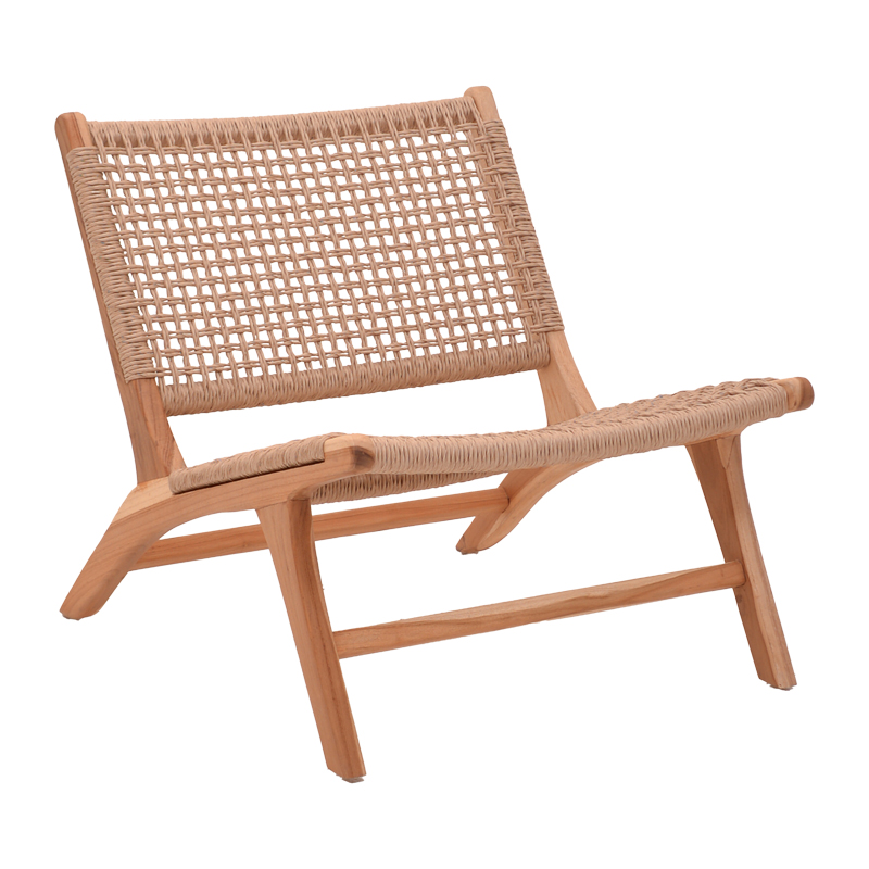 product_pako_336-000012 Πολυθρόνα Beatrice σκελετός teak ξύλο με pe σχοινί σε φυσική απόχρωση 65x78x68εκ - Image 1