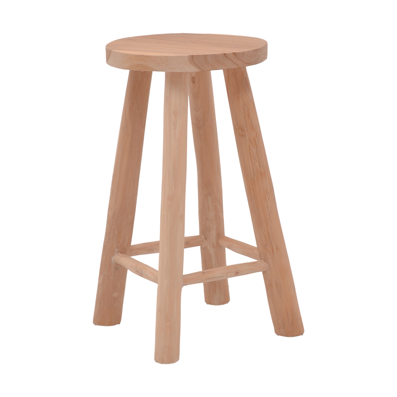 product_pako_336-000020 Σκαμπό Charloce teak ξύλο σε φυσική απόχρωση Φ35x62εκ - Image 1