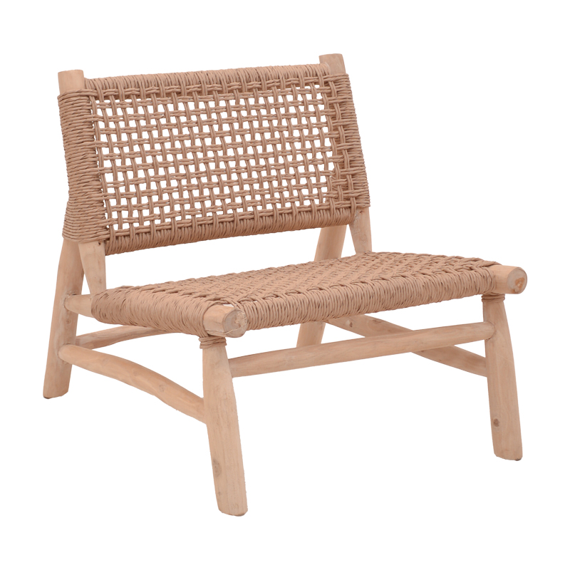 product_pako_336-000022 Πολυθρόνα Wanderlene σκελετός teak ξύλο με σχοινί σε φυσική απόχρωση 67x79x68εκ - Image 1
