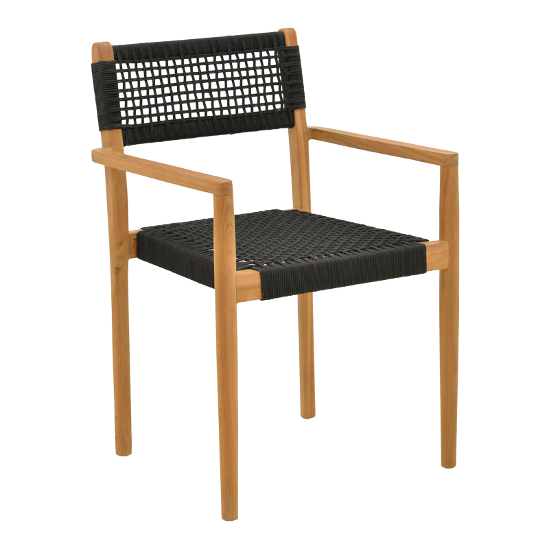 product_pako_336-000034 Πολυθρόνα Lengan σκελετός teak ξύλο σε φυσική απόχρωση-μαύρο σχοινί 54x52x80εκ - Image 1