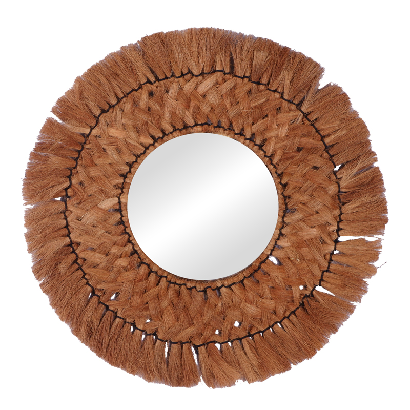 product_pako_337-000014 Καθρέπτης Ailan Inart ψάθα σε φυσική απόχρωση Φ60x8εκ - Image 1