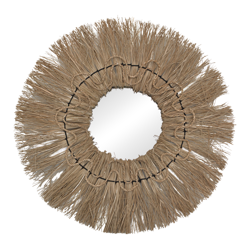 product_pako_337-000040 Καθρέπτης Apler Inart mendong σε φυσική απόχρωση Φ60x6εκ - Image 1