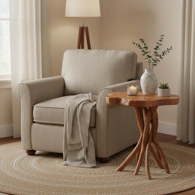 product_pako_338-000003 Βοηθητικό τραπέζι Ceniole teak ξύλο σε φυσική απόχρωση 44x42x40εκ - Image 1
