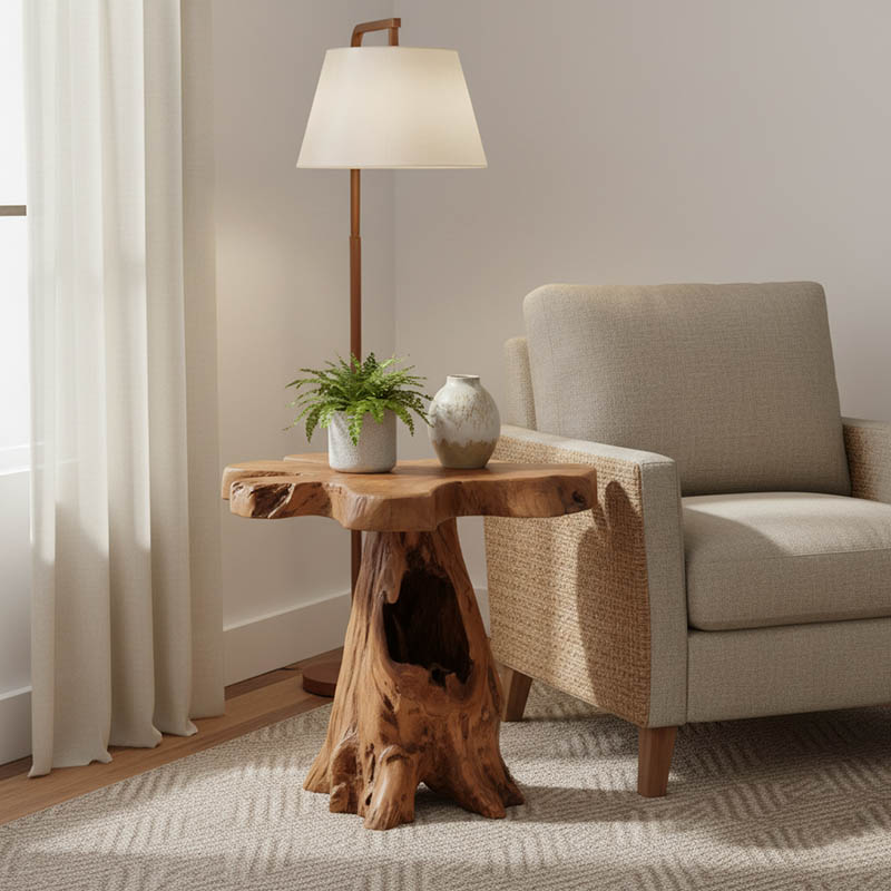 product_pako_338-000005 Βοηθητικό τραπέζι Mushile teak ξύλο σε φυσική απόχρωση 30x35x45εκ - Image 1
