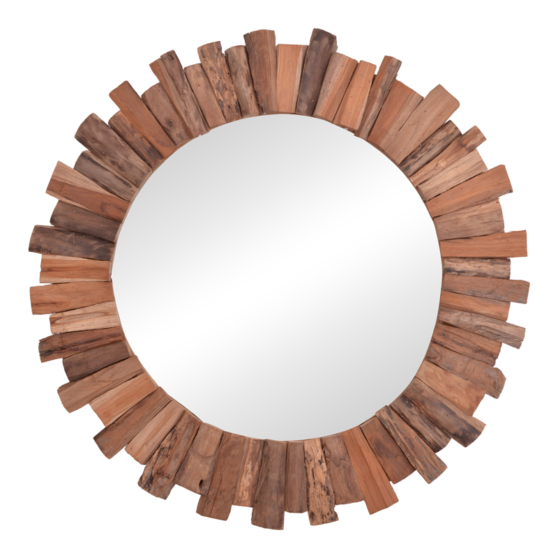 product_pako_338-000009 Καθρέπτης Rounder teak ξύλο σε φυσική απόχρωση Φ100x5εκ - Image 1