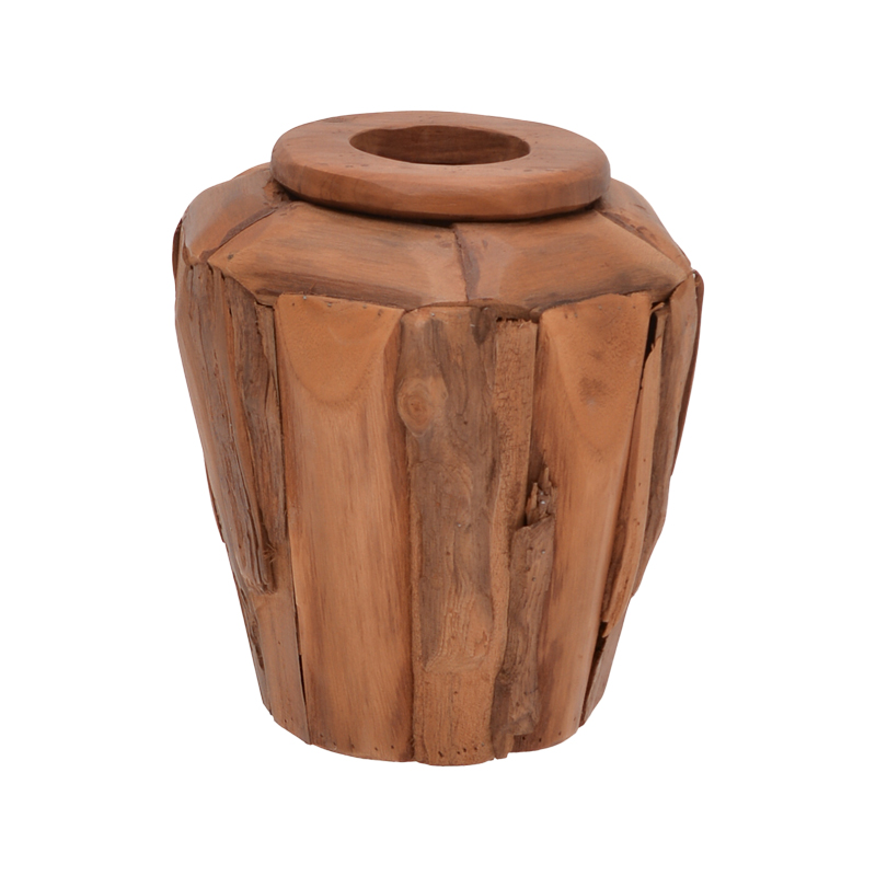 product_pako_338-000014 Διακοσμητικό βάζο Archean teak ξύλο σε φυσική απόχρωση Φ30x30εκ - Image 1