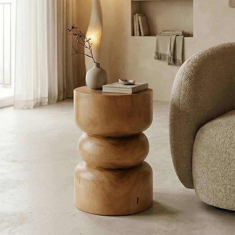 product_pako_338-000024 Σκαμπό Estelle suar ξύλο σε φυσική απόχρωση Φ30x45εκ - Image 1