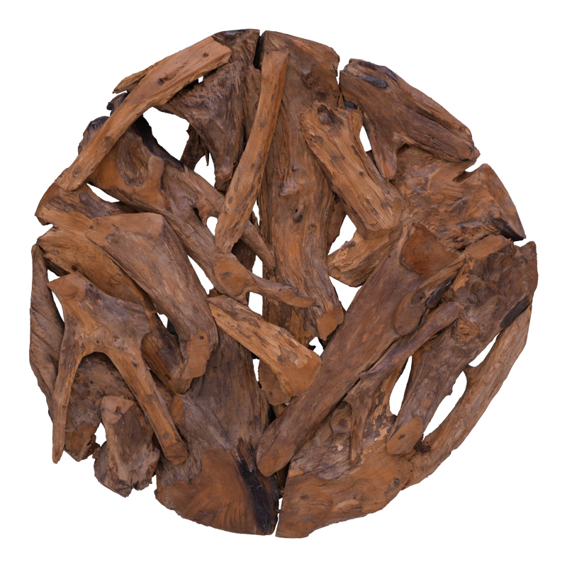 product_pako_338-000032 Διακοσμητικό τοίχου Sebal teak ξύλο σε φυσική απόχρωση Φ80x5εκ - Image 1