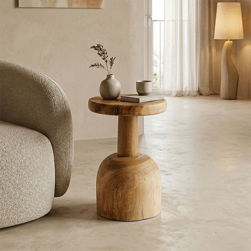 product_pako_338-000045 Βοηθητικό τραπέζι Queno suar ξύλο σε φυσική απόχρωση Φ30x45εκ - Image 1