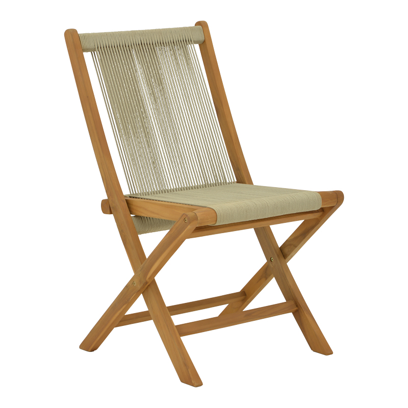 product_pako_340-000002 Καρέκλα Banou πτυσσόμενη teak ξύλο και pe σχοινί σε φυσική απόχρωση 52.5x56x89εκ - Image 1