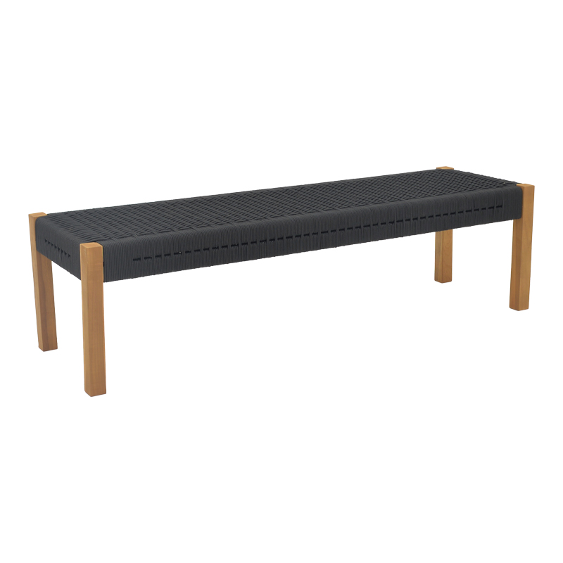 product_pako_340-000015 Παγκάκι Uma teak ξύλο και pe σχοινί σε μαύρη απόχρωση 150x45x40εκ - Image 1