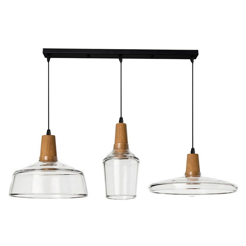product_pako_342-000005 Φωτιστικό οροφής τρίφωτο Somele διάφανο μέταλλο-γυαλί Φ73.8x23εκ - Image 1