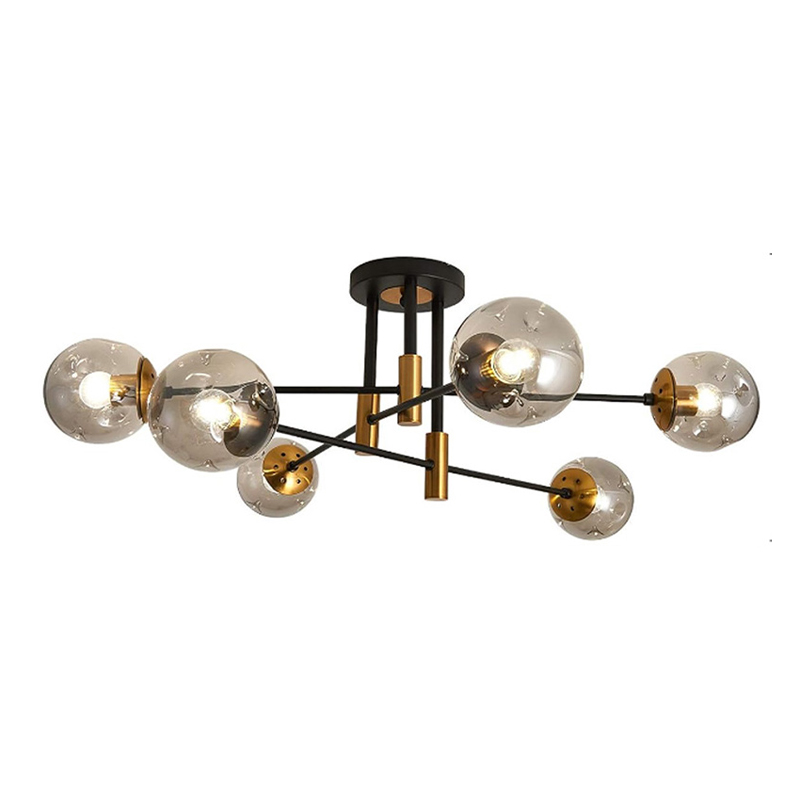 product_pako_342-000010 Φωτιστικό οροφής πολύφωτο Catrene μαύρο μέταλλο-γυαλί 76x30εκ - Image 1