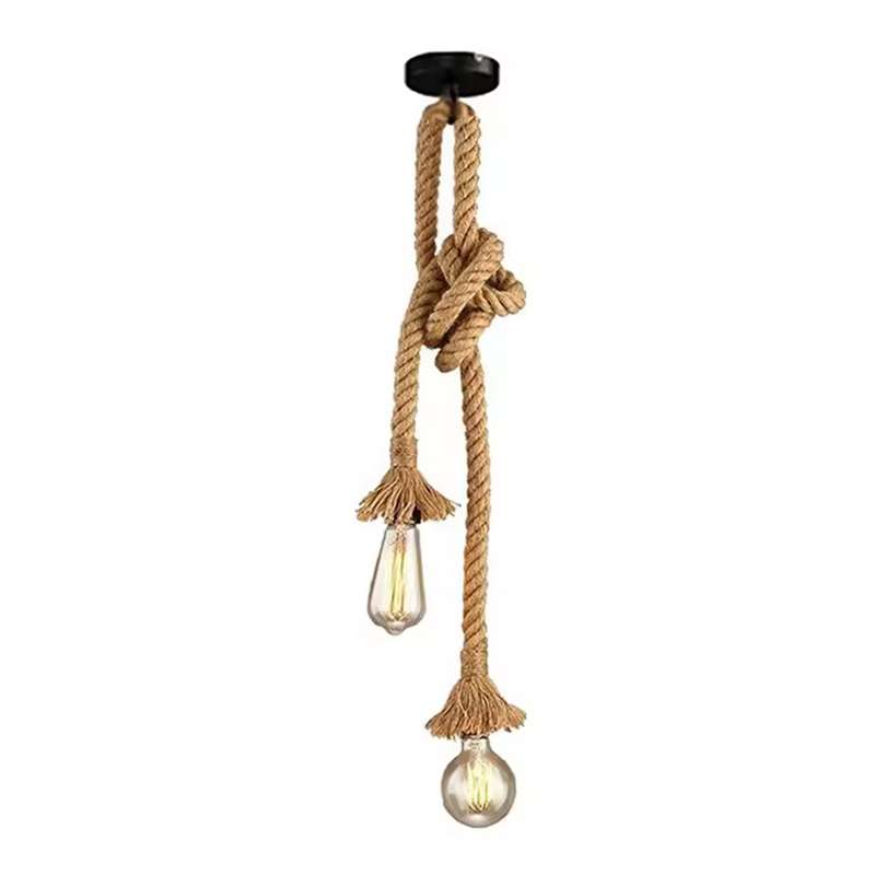 product_pako_342-000047 Φωτιστικό οροφής δίφωτο Ropily Ι φυσικό μέταλλο-σχοινί Φ2x100εκ - Image 1