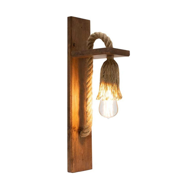 product_pako_342-000122 Φωτιστικό τοίχου-απλίκα Lamel E27 ξύλο και σχοινί σε φυσική απόχρωση 10x17x45εκ - Image 1