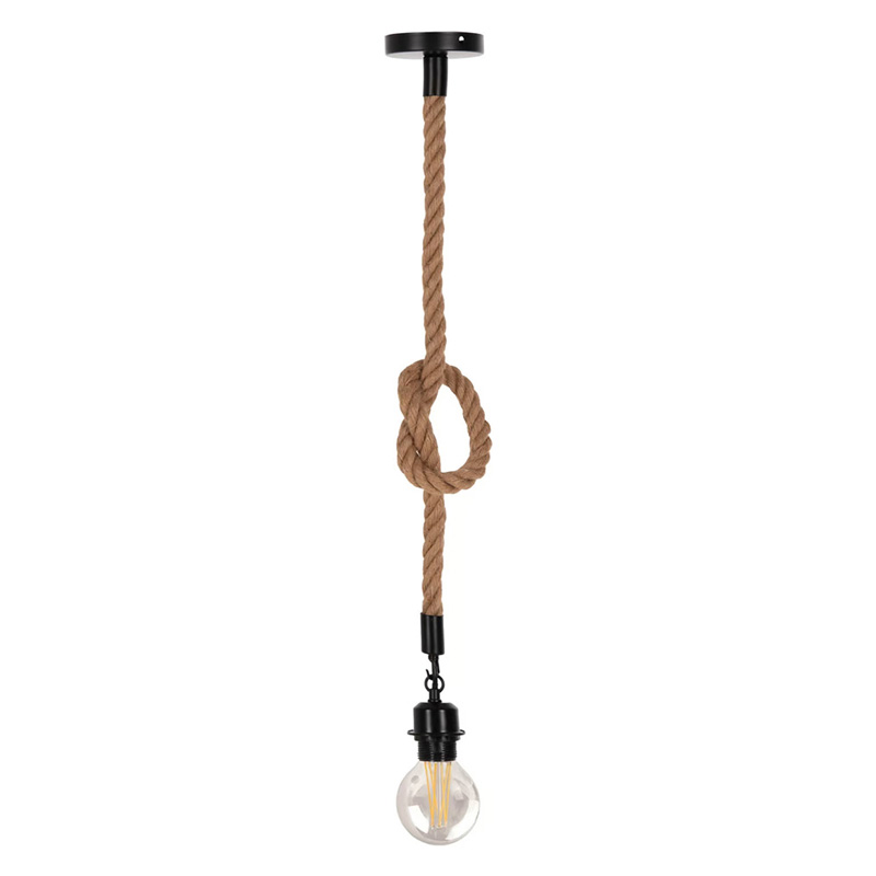 product_pako_342-000127 Φωτιστικό οροφής Vertuko E27 σχοινί και μέταλλο σε φυσική-μαύρη απόχρωση Φ10x100εκ - Image 1