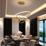 Φωτιστικό οροφής Rings led μέταλλο χρυσό Φ60x100εκ - Image 2