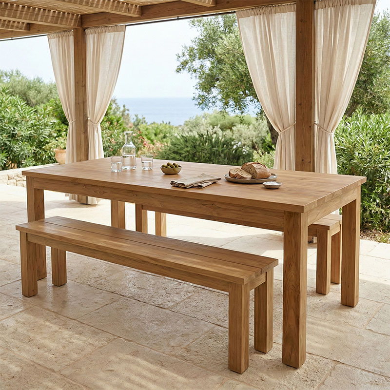product_pako_343-000015 Τραπέζι Wooly teak ξύλο σε φυσική απόχρωση 220x90x75εκ - Image 1
