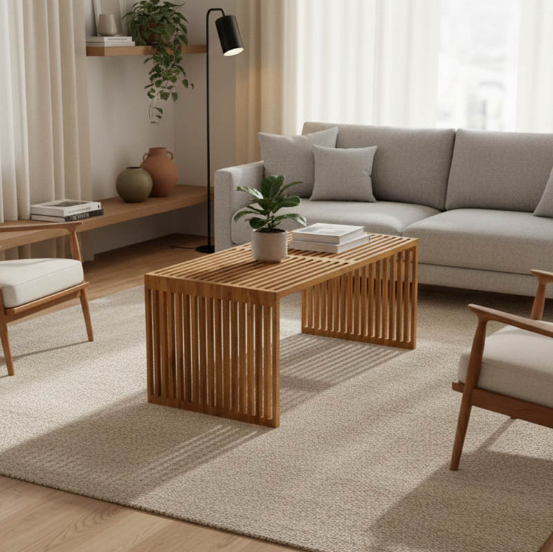 product_pako_343-000025 Τραπέζι σαλονιού Marlin teak ξύλο σε φυσική απόχρωση 100x50x45εκ - Image 1