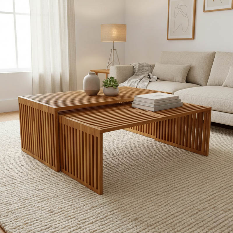 product_pako_343-000027 Τραπέζι Tinnie σετ 2τεμ teak ξύλο σε φυσική απόχρωση - Image 1